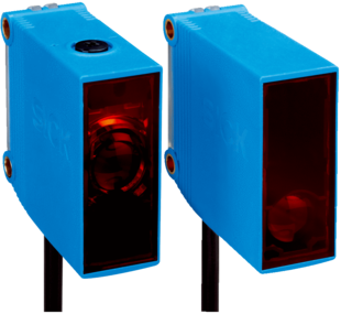 Einweg-Lichtschranke G10, Quader Bauform, Sn=0-40m, 1 C/O. 24-240VAC/DC, LED rot, Kunststoff, Abmessungen(BxHxT)=20x50x51.5mm, Anschluss Kabel 2m, 5-Draht