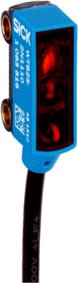 Détecteur à réflexion directe avec élimination d'arrière-plan W2S, forme miniature, Sn=1-36mm, PNP, D.ON, 10-30VDC, LED rouge, plastique, dimensions (LxHxP)=7,7x21,8x13,5mm, connecteur de connexion M8, 0,2m , 3 pôles