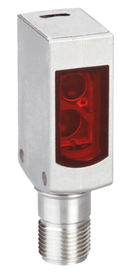 Lichttaster mit Hintergrundausblendung W4S, Quader Bauform, Sn=4-500mm, PNP, L.ON, 10-30VDC, LED rot, Edelstahl, Abmessungen(BxHxT)=15.2x49x22.2mm, Anschluss Stecker M12, 0.15m, 4-Polig