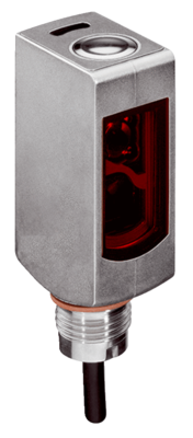 Lichttaster mit Hintergrundausblendung W4S, Quader Bauform, Sn=4-500mm, PNP, L.ON, 10-30VDC, LED rot, Edelstahl, Abmessungen(BxHxT)=15.2x49x22.2mm, Anschluss Stecker M8, 0.15m, 4-Polig