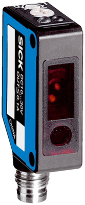 Einweg-Lichtschranke W8, Miniatur Bauform, Sn=0-10m, PNP, L.ON/D.ON, LED rot, 10-30VDC, Kunststoff, Abmessungen(BxHxT)=11x31x20mm, Anschluss Stecker M8, 3-Polig