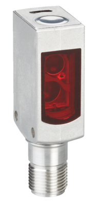 Reflexions-Lichtschranke W4S, Quader Bauform, Sn=0-5m, PNP, D.ON, 10-30VDC, LED rot, Edelstahl, Abmessungen(BxHxT)=15.2x49x22.2mm, Anschluss Stecker M12, 4-Polig