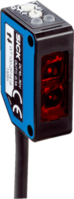 Lichttaster mit Hintergrundausblendung W100, Miniatur Bauform, Sn=4-140mm, PNP, L.ON/D.ON., 10-30VDC, LED rot, Kunststoff, Abmessungen(BxHxT)=11x31x20mm, Anschluss Kabel 2m, 3-Draht