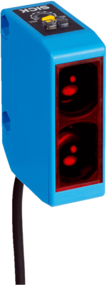 Lichttaster mit Hintergrundausblendung W250, Quader Bauform, Sn=200-1.000mm, PNP, L.ON/D.ON, 10-30VDC, LED rot, Kunststoff, Abmessungen(BxHxT)=20x60x43.9mm, Anschluss Kabel 5m, 4-Draht