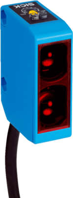 Lichttaster mit Hintergrundausblendung W250, Quader Bauform, Sn=150-500mm, 1 C/O, L.ON, 24-240VAC/DC, LED rot, Kunststoff, Abmessungen(BxHxT)=20x60x43.9mm, Anschluss Kabel 5m, 5-Draht