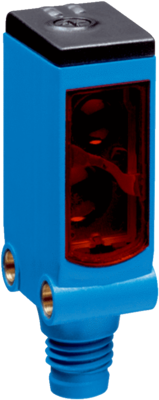 Lichttaster mit Hintergrundausblendung W4S, Quader Bauform, Sn=4-180mm, PNP, L.ON, 10-30VDC, LED rot, Kunststoff, Abmessungen(BxHxT)=12.2x41.8x17.3mm, Anschluss Stecker M8, 3-Polig