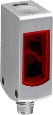 Lichttaster mit Hintergrundausblendung W4S, Quader Bauform, Sn=4-120mm, NPN, L.ON/D.ON, 10-30VDC, LED rot, Edelstahl, Abmessungen(BxHxT)=15.2x49x22.2mm, Anschluss Stecker M12, 4-Polig