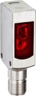 Lichttaster mit Hintergrundausblendung W4S, Quader Bauform, Sn=4-500mm, NPN, L.ON/D.ON, 10-30VDC, LED rot, Edelstahl, Abmessungen(BxHxT)=15.2x49x22.2mm, Anschluss Stecker M12, 4-Polig
