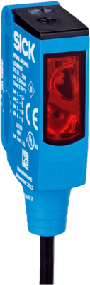 Lichttaster mit Hintergrundausblendung W9, Miniatur Bauform Sn=25-300mm, PNP, L.ON/D.ON, 10-30VDC, Laser, Kunststoff, Abmessungen(BxHxT)=12.2x50x23.6mm, Anschluss Kabel 2m, 4-Draht