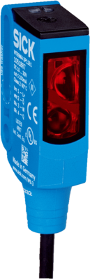 Détecteur à réflexion directe avec élimination d'arrière-plan W9, forme miniature Sn=20-500mm, PNP, L.ON/D.ON, 10-30VDC, LED rouge, plastique, dimensions (LxHxP)=12,2x50x23,6mm, câble de raccordement 2m, 4 fils