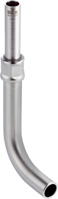 Hygienic-Design-Teleskoprohr, gewinkelt, mit Bajonettverschluss ohne Flansch. Abmessungen (B x H x L): 23 mm 125 mm 73 mm, Edelstahl, Geeignet für: Hygienic Design BeftecHD