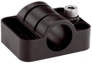 Bloc de serrage pour capteurss cylindriques M18 sans butée fixe, plastique, inclu matériel de fixation, convient pour: GR18, MH15V, V180-2, V18