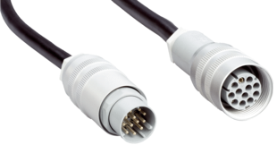 Verbindungsleitung, Buchse M26 gerade // Stecker M26 gerade, 12-Polig, Standard PVC Kabel, Länge 3 m