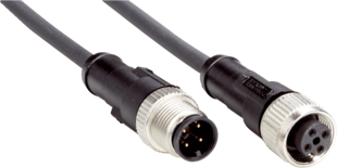 Verbindungsleitung, Buchse M12 gerade // Stecker M12 gerade, 4-Polig, Standard PVC Kabel, Länge 0,2 m