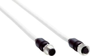 Verbindungsleitung, Buchse M12 gerade // Stecker M12 gerade, 12-Polig, Standard PVC Kabel geschirmt, Länge 5 m