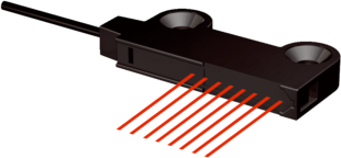 Lichleitersensor LL3, Einweglichtschranke (Se.+Emp.), Flache Bauform 3mm, 90° Umlenkung, Reichweite bis 4000mm, Kunststoff, 2m Lichtleiterlänge