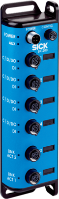 Sensor Integration Gateway. SIG200. Weitere Funktionen: Logik Editor verfügbar zur einfachen Konfiguration von Logikfunktionen, 1 x M8, 4-polige Buchse, USB 2.0 (USB-A). IO-Link: 4 x M12, 5-polige Buchse, A-kodiert
