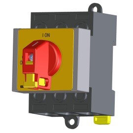 Lasttrennschalter für Installationsverteiler, DIN Ausschnitt 45mm, 100A, 4-polig, ON/OFF, 90°, 0H.09, Griff gelb/rot, Typ: H410-41400-026L4