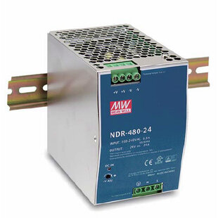 Alimentation 480W, 1-Phase, connexion à vis, rail DIN, Typ: NDR-480-48. Entrée: 90…264VAC/127...370VDC, Sortie: 48VDC, 10A