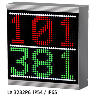 LED Matrix Display LX P6 RGB, 190X192mm(HxB), 110-230VAC, IP65, 0…50°C. RS232, Aluminiumgehäuse 258x220x70mm(HxBxT), 2.5kg