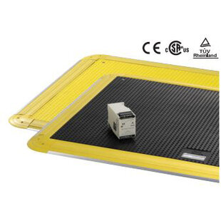 Tapis de sécurité, jaune avec 1-câble, dimension 500x1500mm, connecteur M8, 4-pôles
