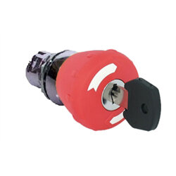Bouton-poussoir arrêt d'urgence métal, reposant, 40mm, couleur: rouge, déverrouillage à clé, Type "coup de poing"