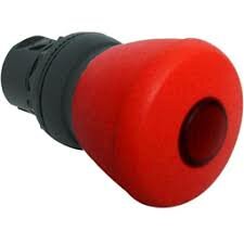 Bouton arrêt d'urgence plastique, reposant, lumineux, 40mm, couleur: rouge avec capuchon rouge, Fonction: Pousser-Tirer