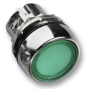 Bouton-poussoir métal, affleurant, tâtonnant, lumineux, à impulsion, couleur: vert