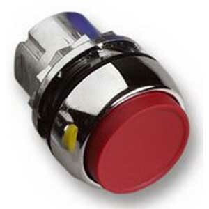 Drucktaster Metall, erhöht, tastend, unbeleuchtet, Druckplatte Farbe: Rot Komplett mit Kontaktelement 1x Öffner + Kupplungselement Metall