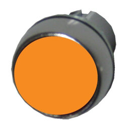 Drucktaster Metall, flach, rastend, unbeleuchtet, Druckplatte Farbe: Orange