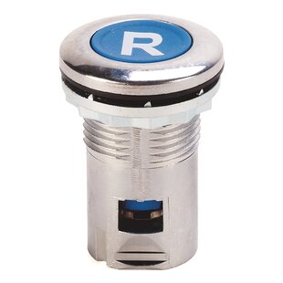 Bouton de réinitialisation métal, couleur: bleu avec texte blanc Symbole: R