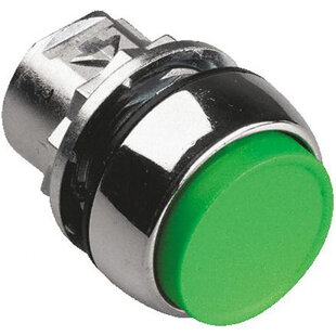 Drucktaster Metall, erhöht, tastend, unbeleuchtet, Druckplatte Farbe: Grün