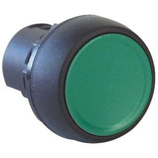 Drucktaste Kunststoff, flach, tastend, unbeleuchtet, Druckplatte Farbe: Grün mit weissem Text. Symbol: I, IP69K (mit 800F-AB7)