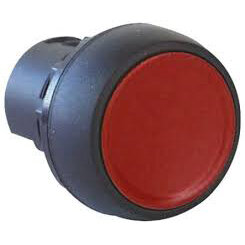 Drucktaster Kunststoff, flach, tastend, unbeleuchtet, Druckplatte Farbe: Rot mit weissem Text Symbol: 0