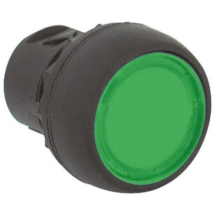 Bouton-poussoir plastique, aflleurant, tâtonnant, lumineux, à impulsion, couleur: vert, IP69K