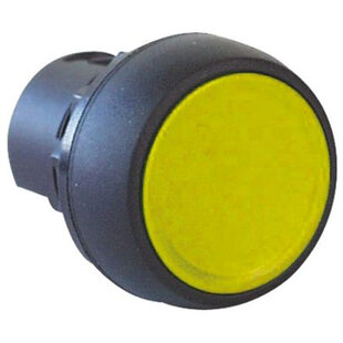 Drucktaster Kunststoff, flach, tastend, unbeleuchtet, Druckplatte Farbe: Gelb Komplett mit Kontaktelement 1x Schliesser + Kupplungselement Kunststoff