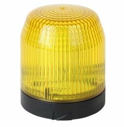 Abschluss Leuchtmodul 70mm, schwarzes Gehäuse, Dauerlicht und Blitzlicht, LED, Kalotte Gelb