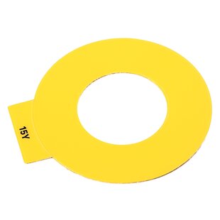 Plaque signalétique d'arret d'urgence, jaune, sans écriture, ø 60 mm. Diamètre intérieur  22.5mm