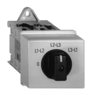 Commutateur de commande avec actionneur Q pour les distributeurs d'installation de la série 194L, DIN découpe 45mm, 12A, 2-pôles, 1-0-2, 45°, 0H.12, l'entraînement/la poignée n'est pas inclus, poignée noire/gris