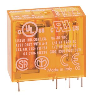 Relais de sécurité miniature, Silber/Nickel/contacts en or, 8A, 2 C/O, 6VDC, Connexion enfichable 8 Pins