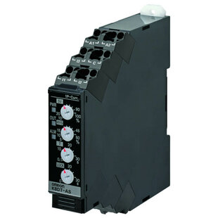 Relais de surveillance de la série K8DT, largeur=17.5mm, monophasé, commutable sur/sous courant, 10-200A AC/DC, transformateur de courant d'Omron, 1x C/O, 24VAC/VDC, bornes Push-In