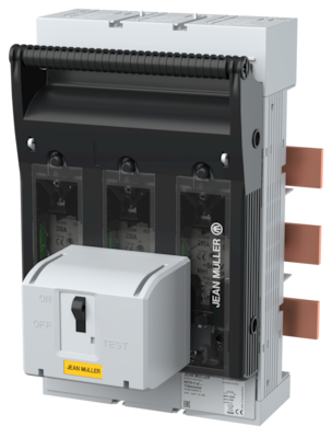 Interrupteur-sectionneur à fusibles HPC KETO-2-3/60/AOU/R300/AM, système de rail 60mm, NH2, 400A, 3-pôles commutables, 690V, pinces pour cadres R300 95-300mm2 en haut/en bas, contrôle de sécurité mécanique él.