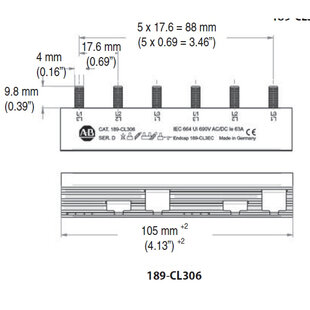 Kompaktsammelschiene 3-pol., 6 Pins - 105mm, für Leitungsschutzschalter