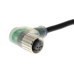 Câble de raccordement avec LED, prise coudée M12, 3 pôles, NPN, câble PVC standard, longueur 2,0 m