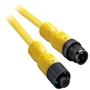 Anschlussleitung, Buchse M12 gerade, 4-Polig, PVC gelb Ölresistent, Länge 5m
