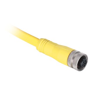 Anschlussleitung, Buchse M12 gerade, 6-Polig, PVC gelb Ölresistent(250V), Länge 10.0m