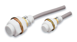 Ind. Sensor E2FQ, Bauform M12 Kunststoff, Sn=5mm, bündig, PNP, N.O., 10-30VDC, Anschluss Kabel 2m, 3-Draht