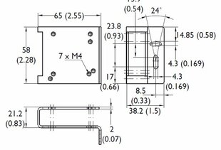 U-Formige Montagehalterung für vertikale (bis 24°) und Verstellung, zu 45CPD Serie