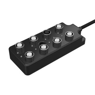 Muting Sensor Anschlussbox für Serie F3SG-SR/PG, 7xM12 5-Pin, 1xM12 8-Pin (Stecker), Kabel M12 8-Pin (Buchse)