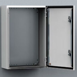 Wandgehäuse MAS, Stahlblech, IP66, Einzeltüre, ohne Montageplatte, Farbe Grau RAL 7035. (HxBxT) 500x400x300mm